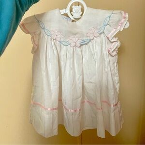 Vintage Floral Fairy Embroidered Kids Top - White, blue and Pink